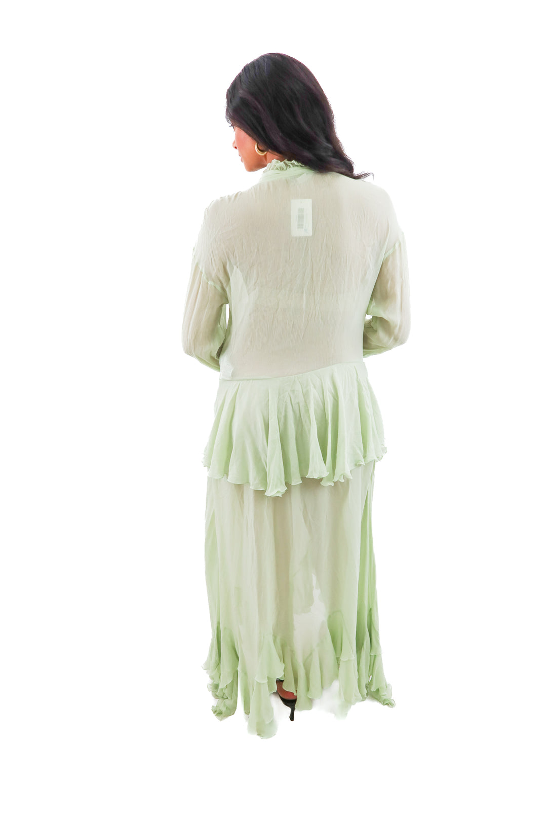 stella mccartney green flowy maxi dress (m; retail $1,490)