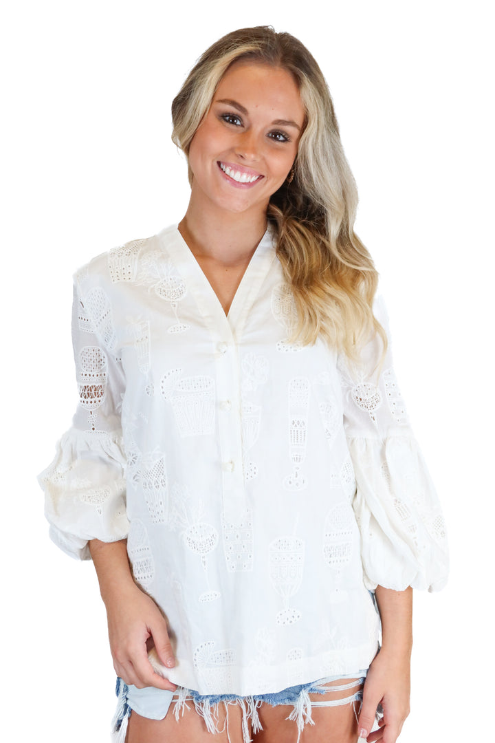 Trina Turk White Eyelet Top NWT (XS; Retail $298)