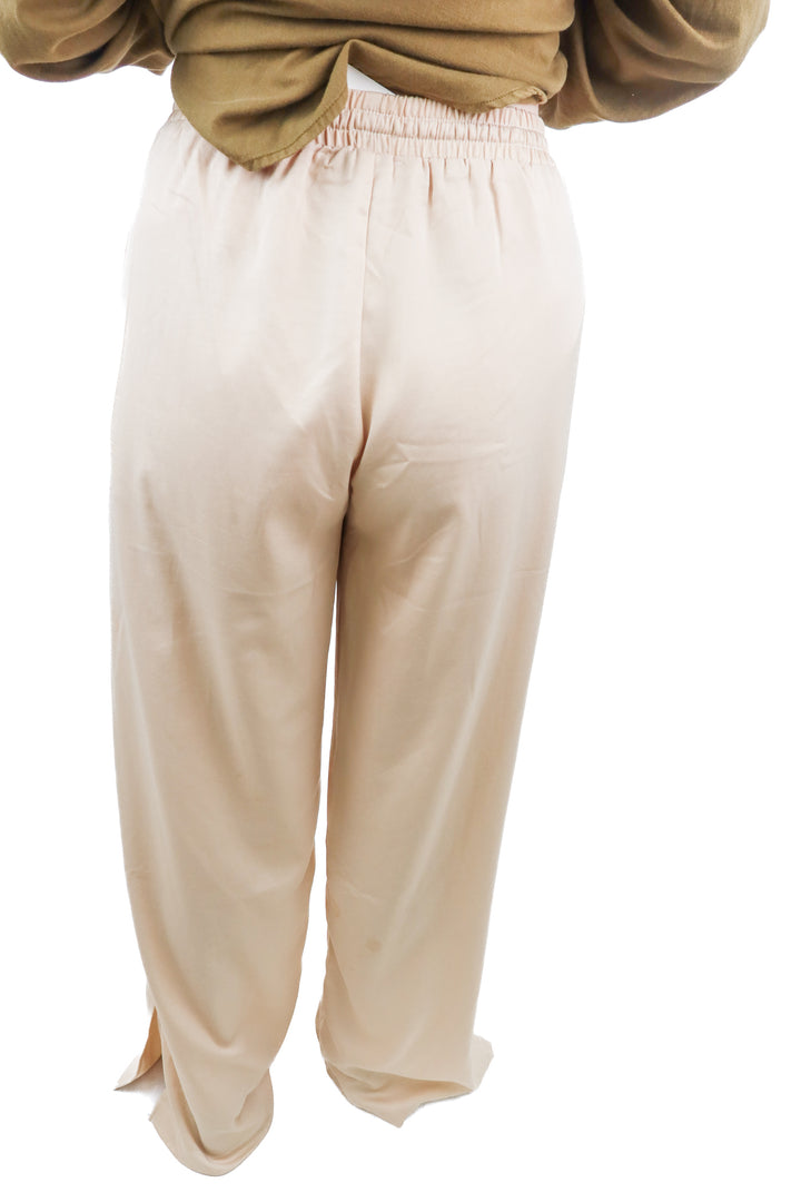 Eclai champagne satin pants (M)