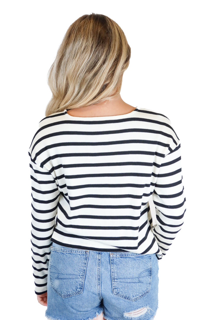 Ann Taylor Black and White Striped Top (XS; retail $74.50)