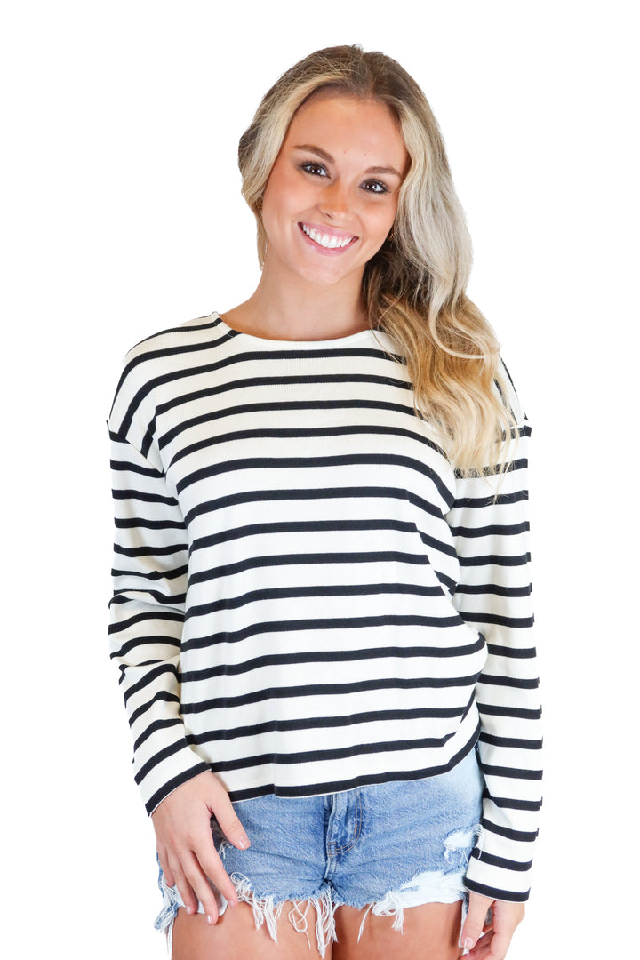Ann Taylor Black and White Striped Top (XS; retail $74.50)