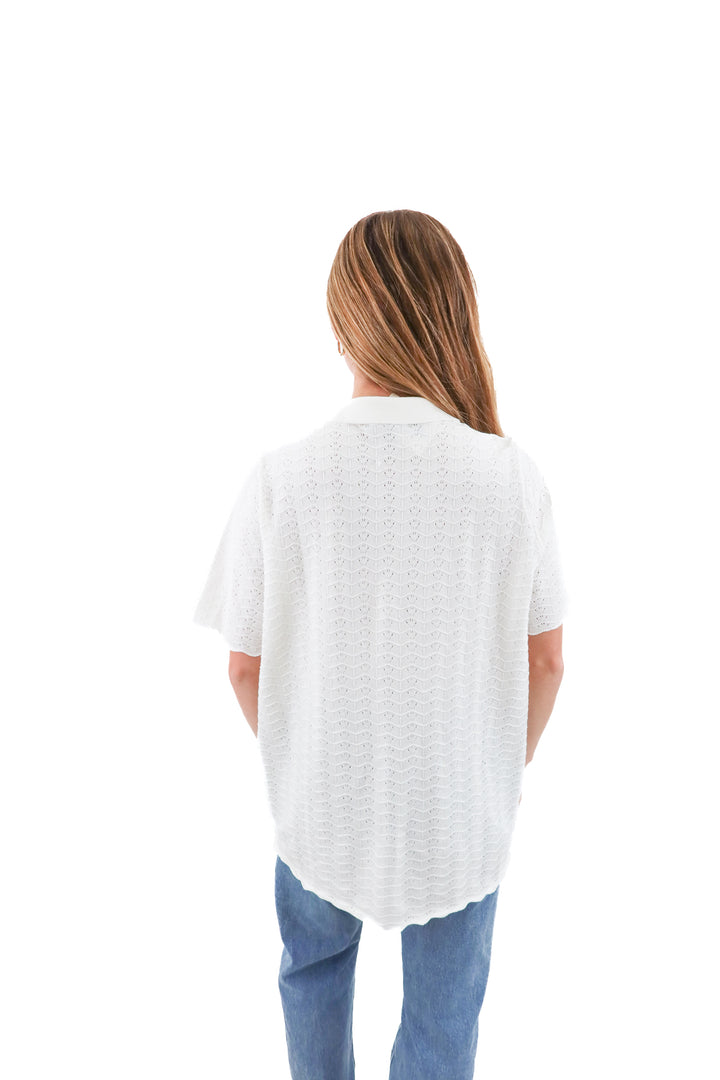 pink queen white button up top (l; retail $25)