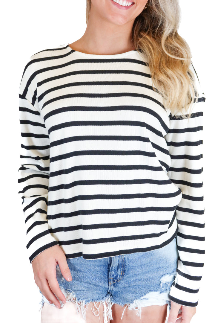 Ann Taylor Black and White Striped Top (XS; retail $74.50)