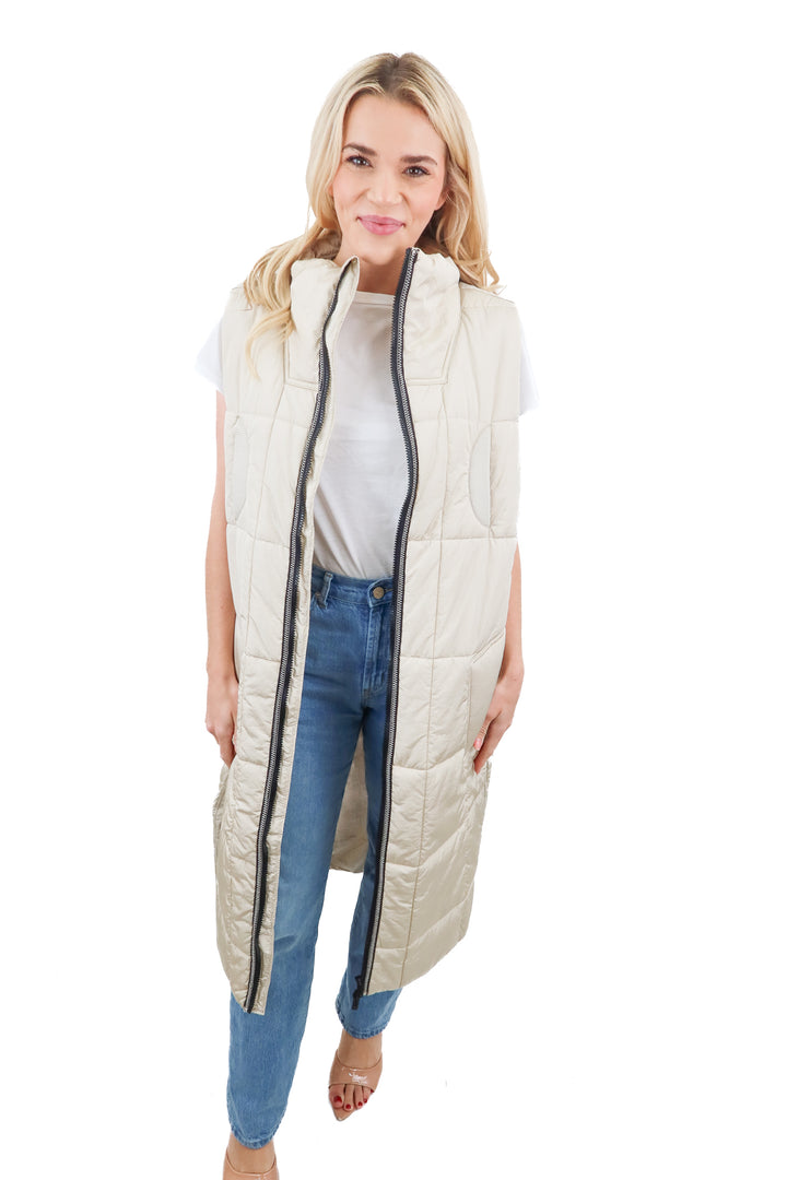 free people movement long puffer vest (s; retail $198)