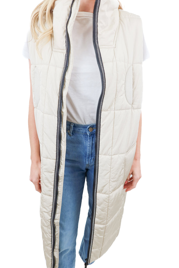 free people movement long puffer vest (s; retail $198)