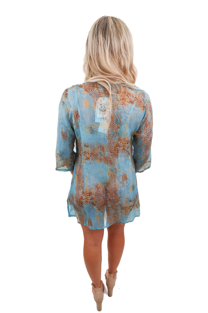 aqua blue blue swim cover up NWT (S; retail $249)