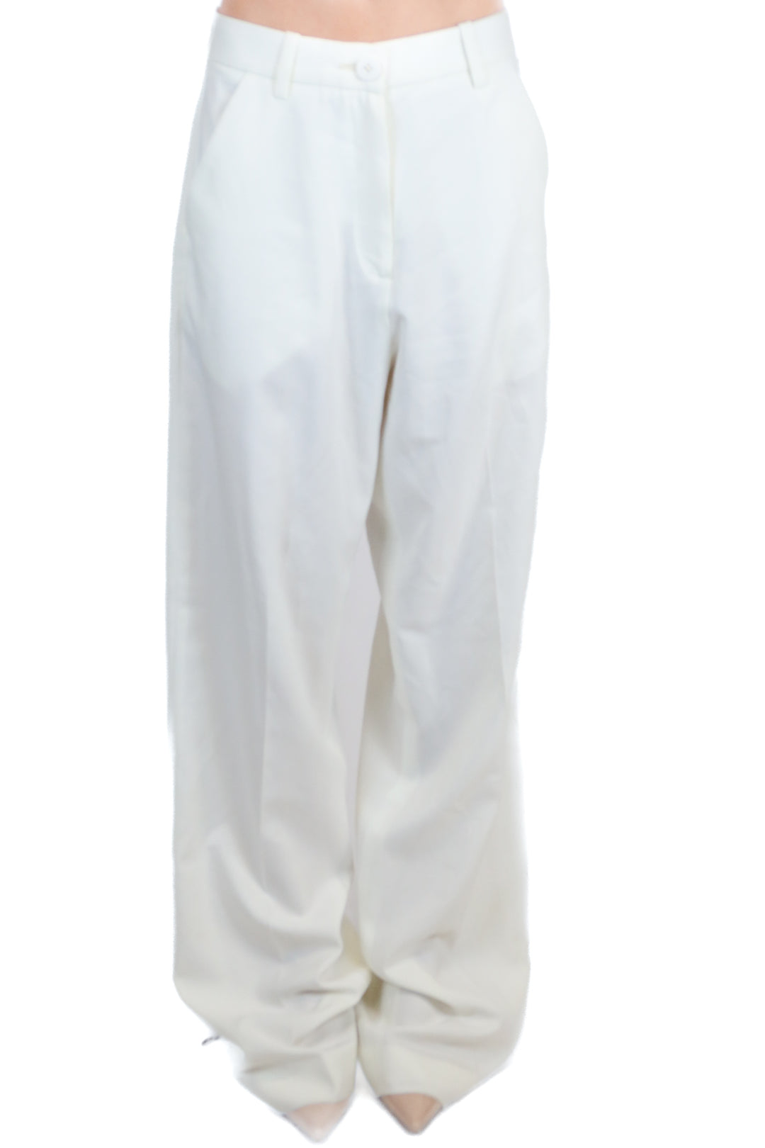 bouguessa white wide leg trousers (s; retail $295)