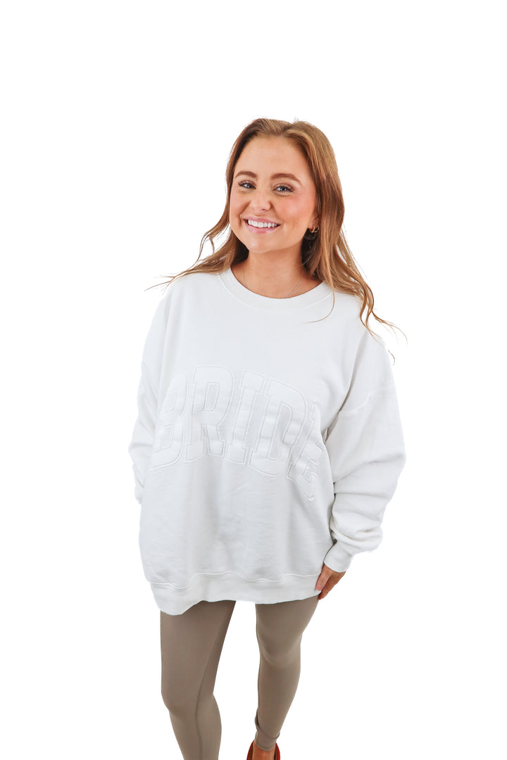 the bar white "bride" sweatshirt (xl; retail $90)
