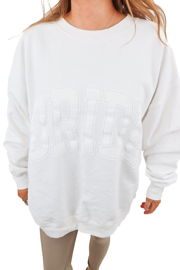 the bar white "bride" sweatshirt (xl; retail $90)