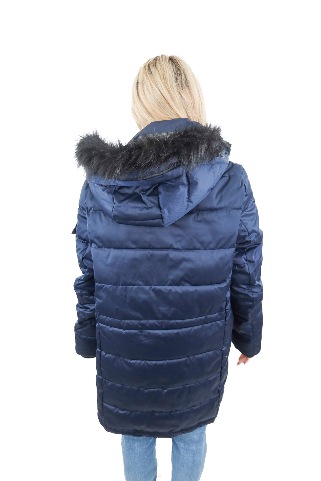 calvin klien navy puffer jacket (m; retail $179)
