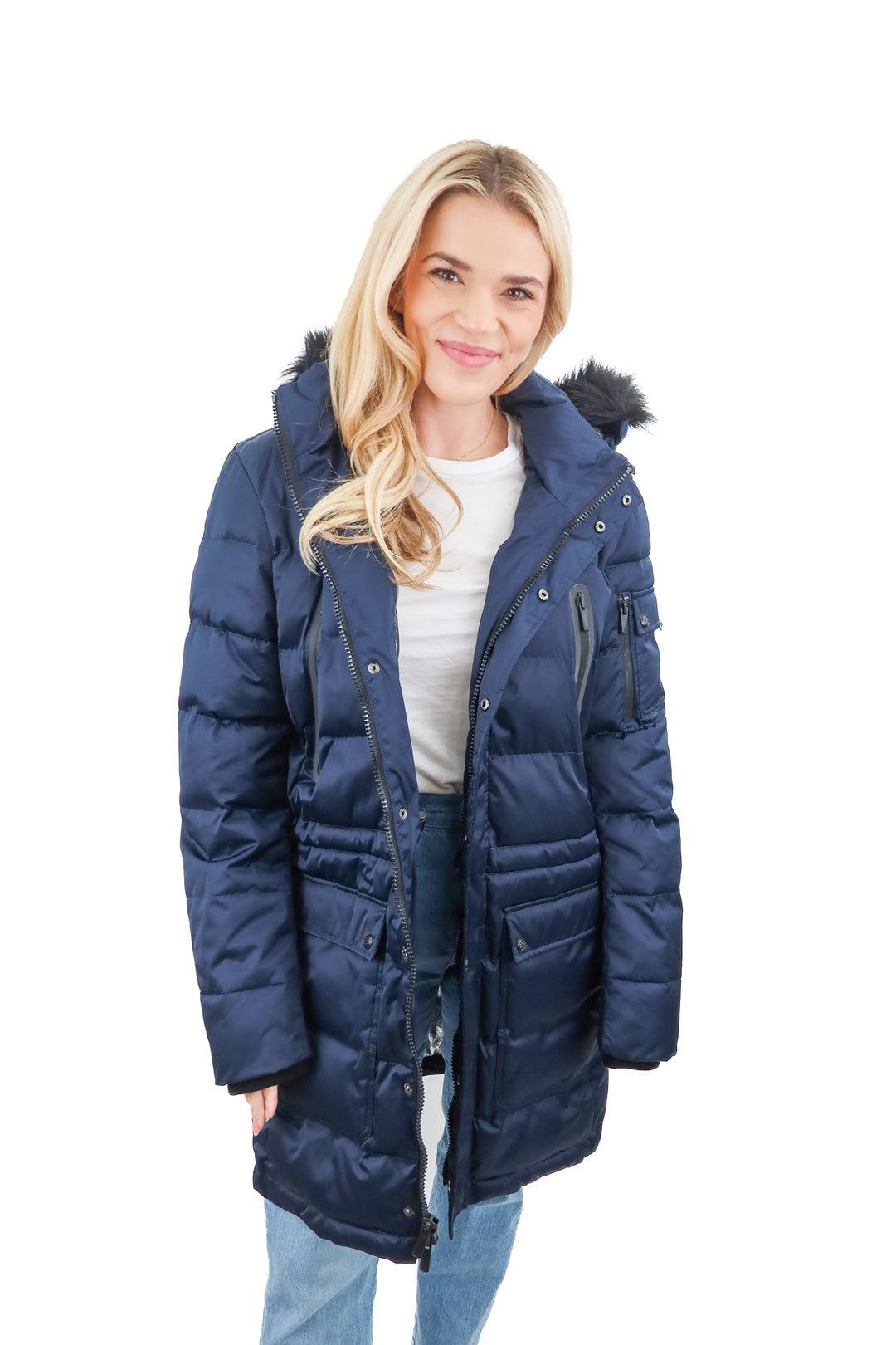 calvin klien navy puffer jacket (m; retail $179)