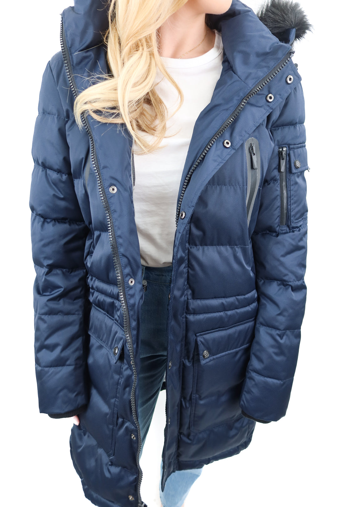 calvin klien navy puffer jacket (m; retail $179)
