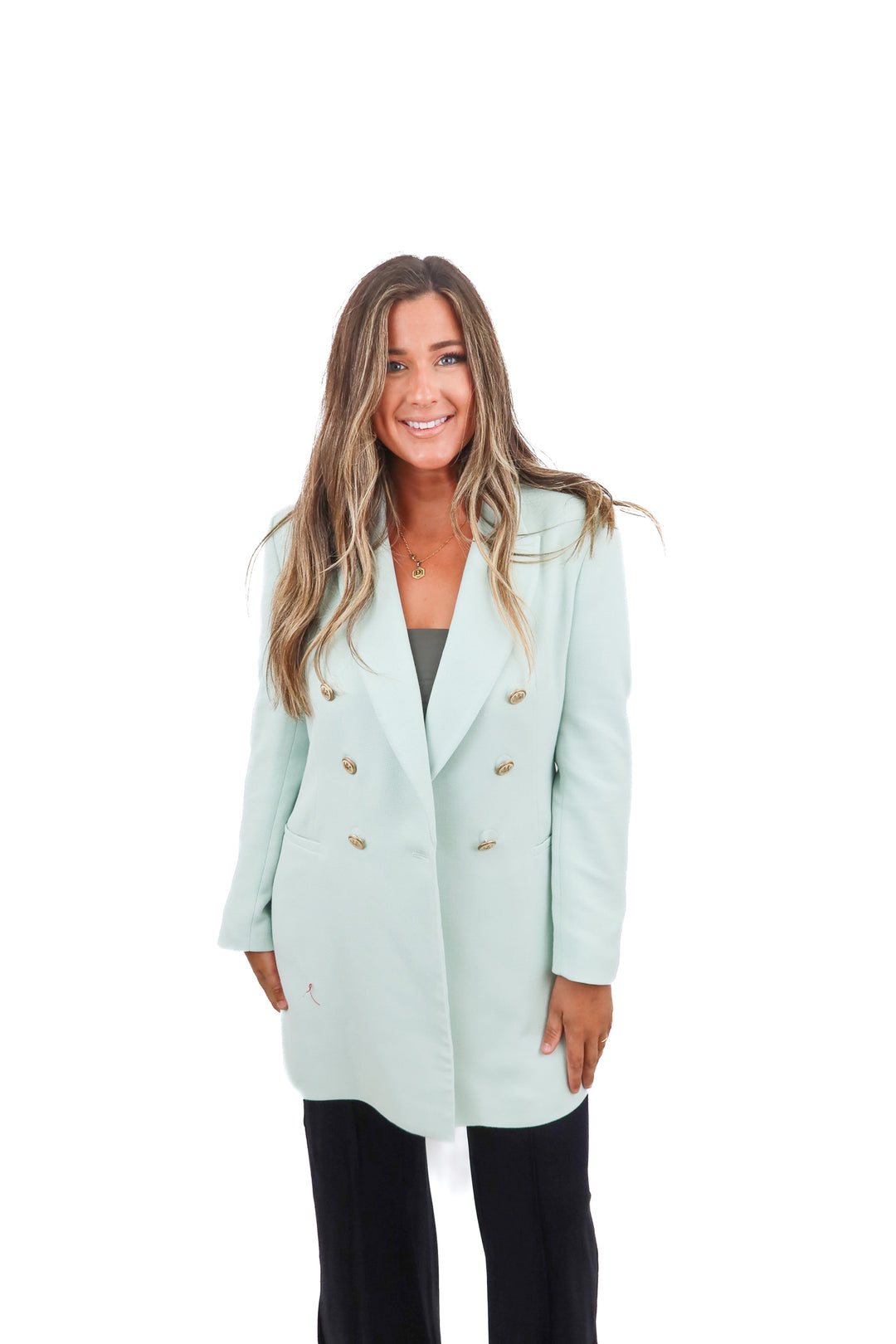 zara mint textured blazer (L; retail $89)