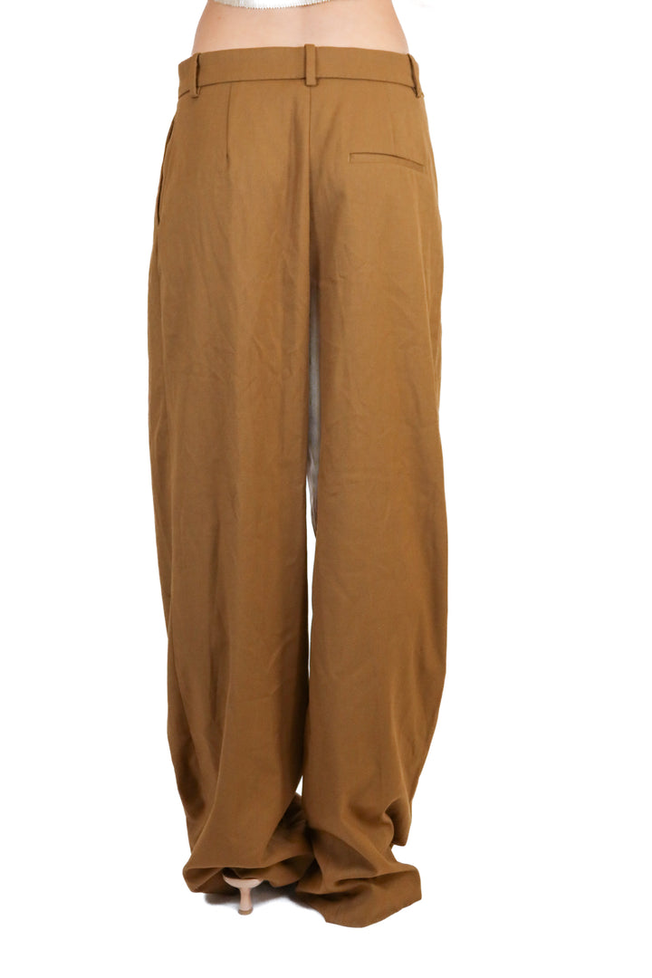 zara brown wide leg trousers (s; retail $129)