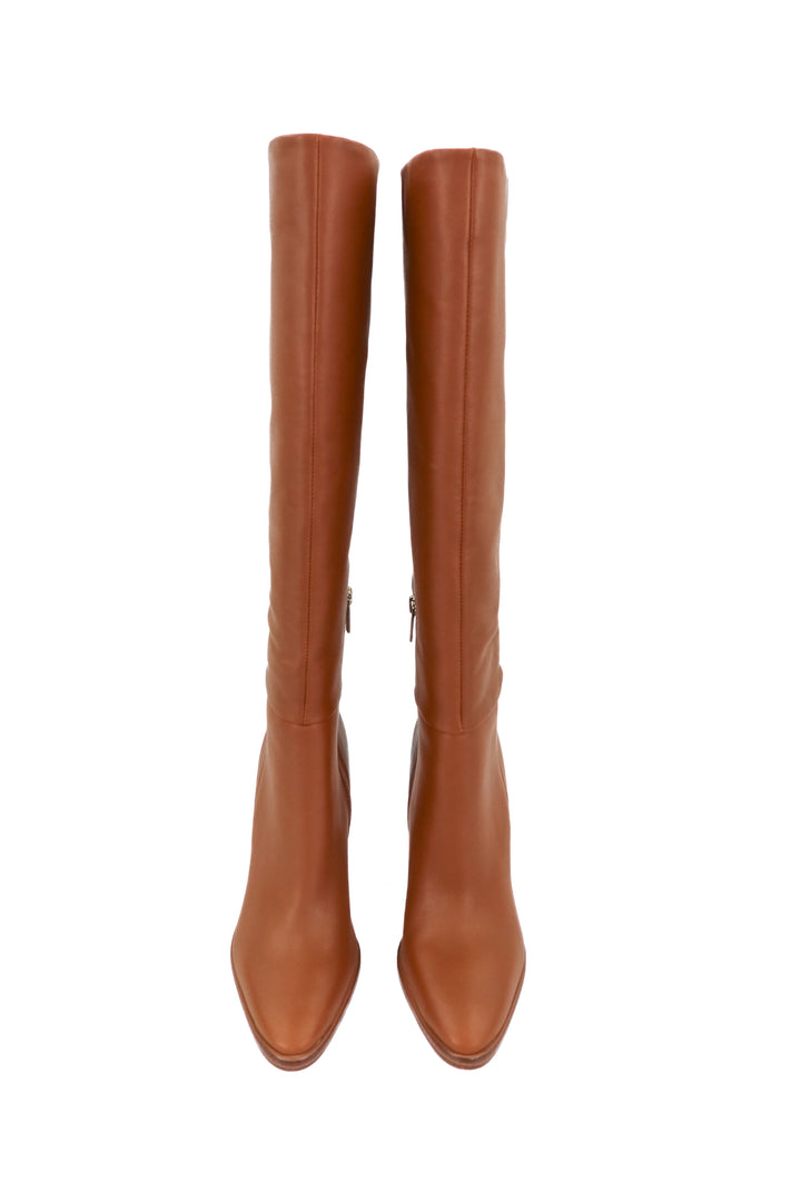 marc fisher brown leather knee high boot nwt (7; retail $299)