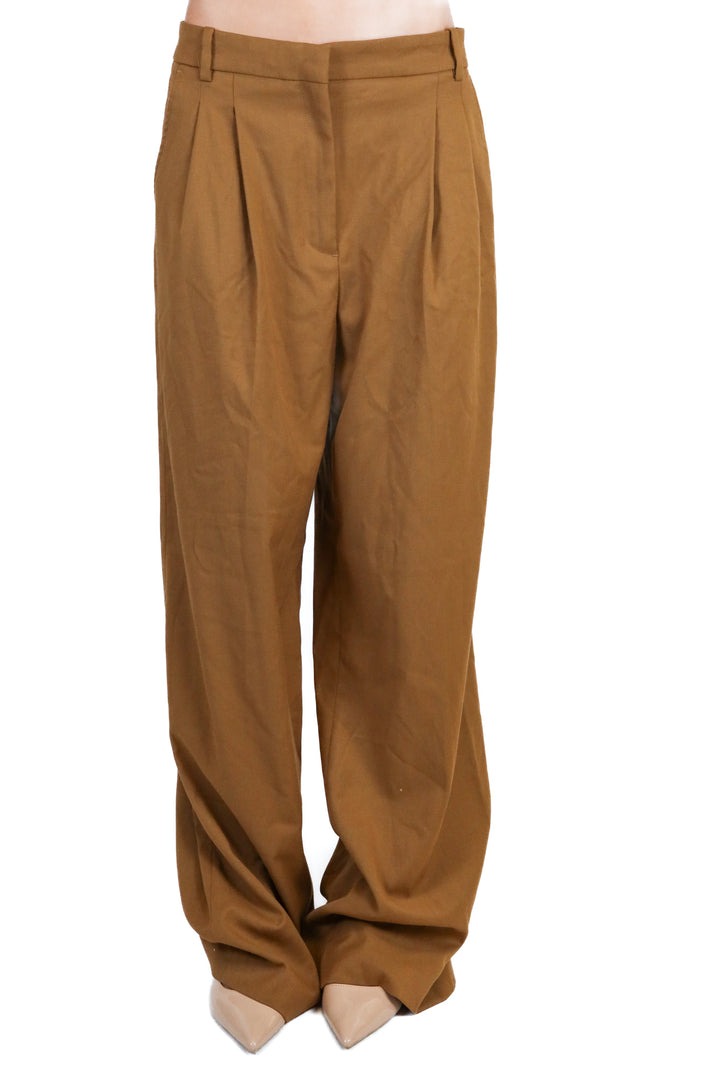 zara brown wide leg trousers (s; retail $129)