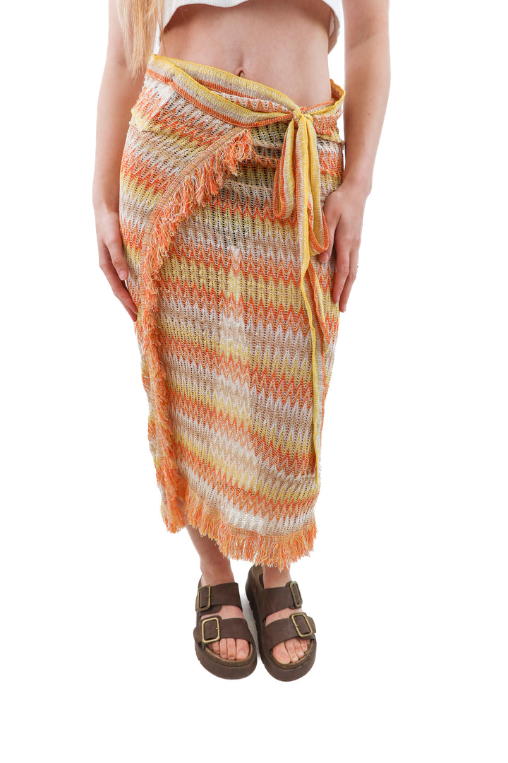missoni orange and yellow wrap coverup (s; retail $650)