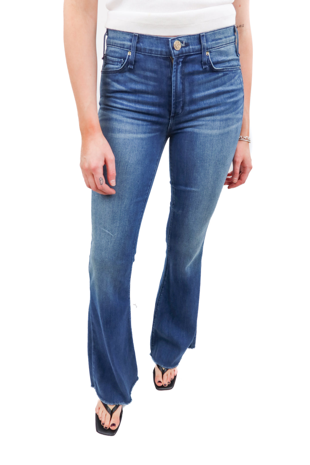 Mcguire medium wash flare jeans (27)