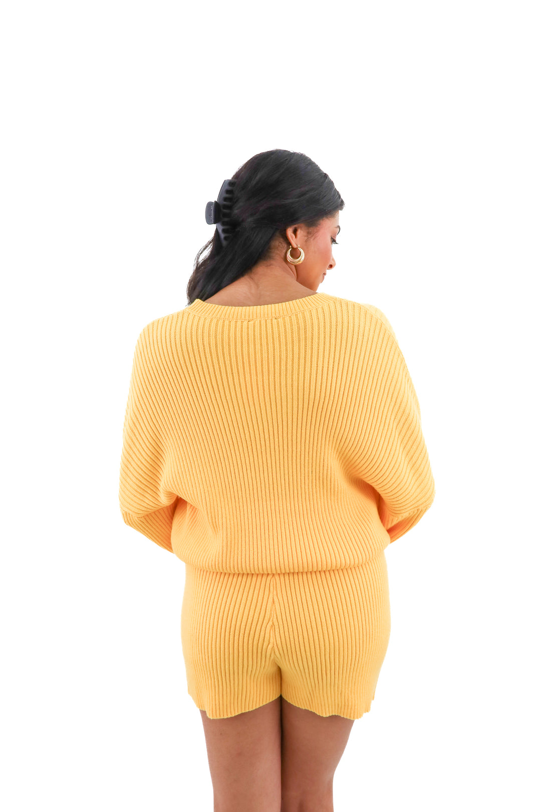 vici yellow ribbed sweater (l; retail $42)