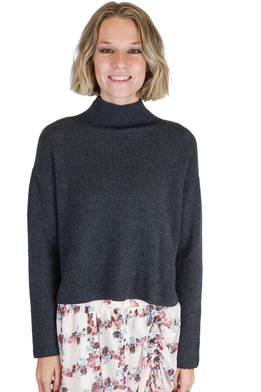 ann taylor dark grey turtleneck sweater (xs; retail $78)