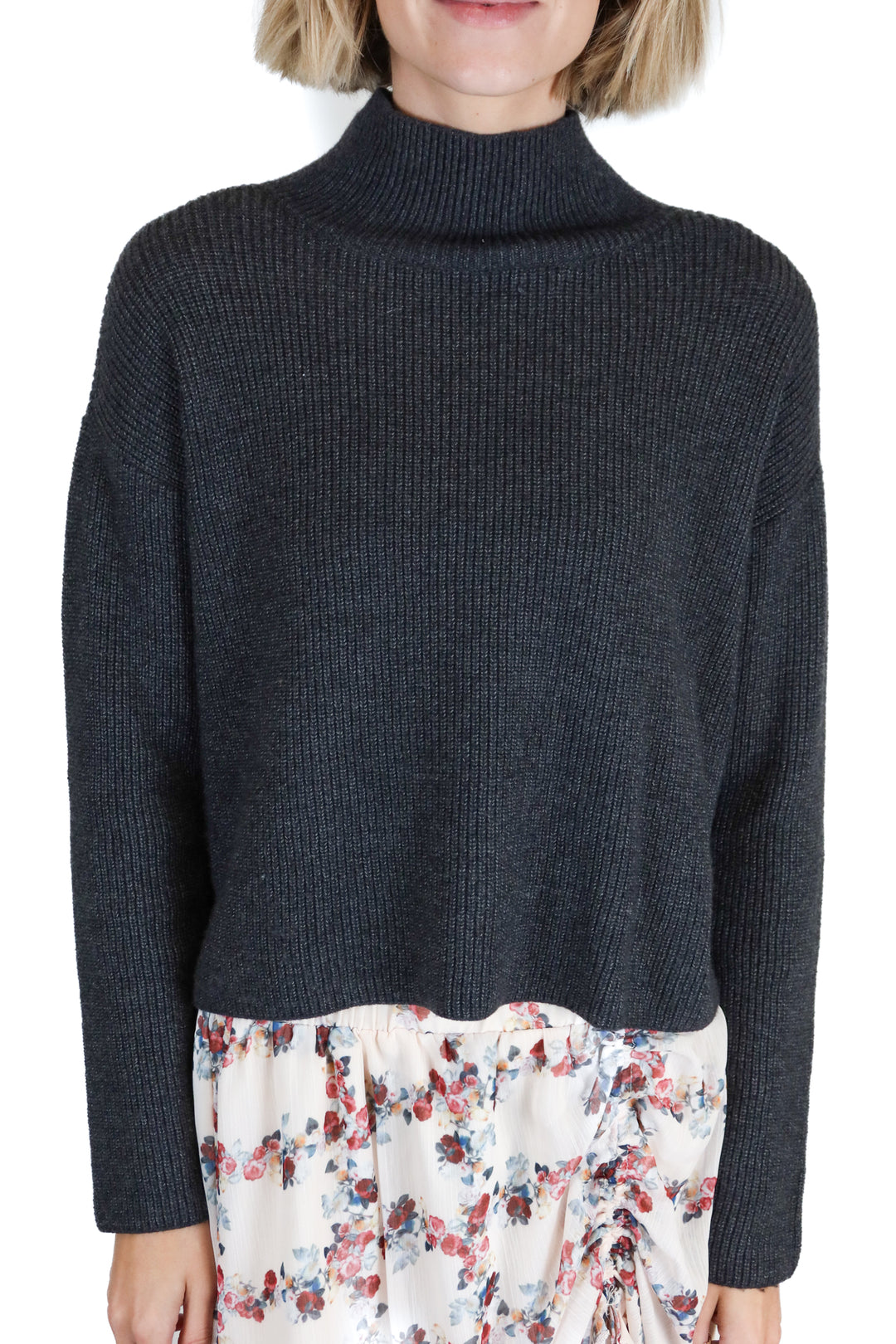 ann taylor dark grey turtleneck sweater (xs; retail $78)