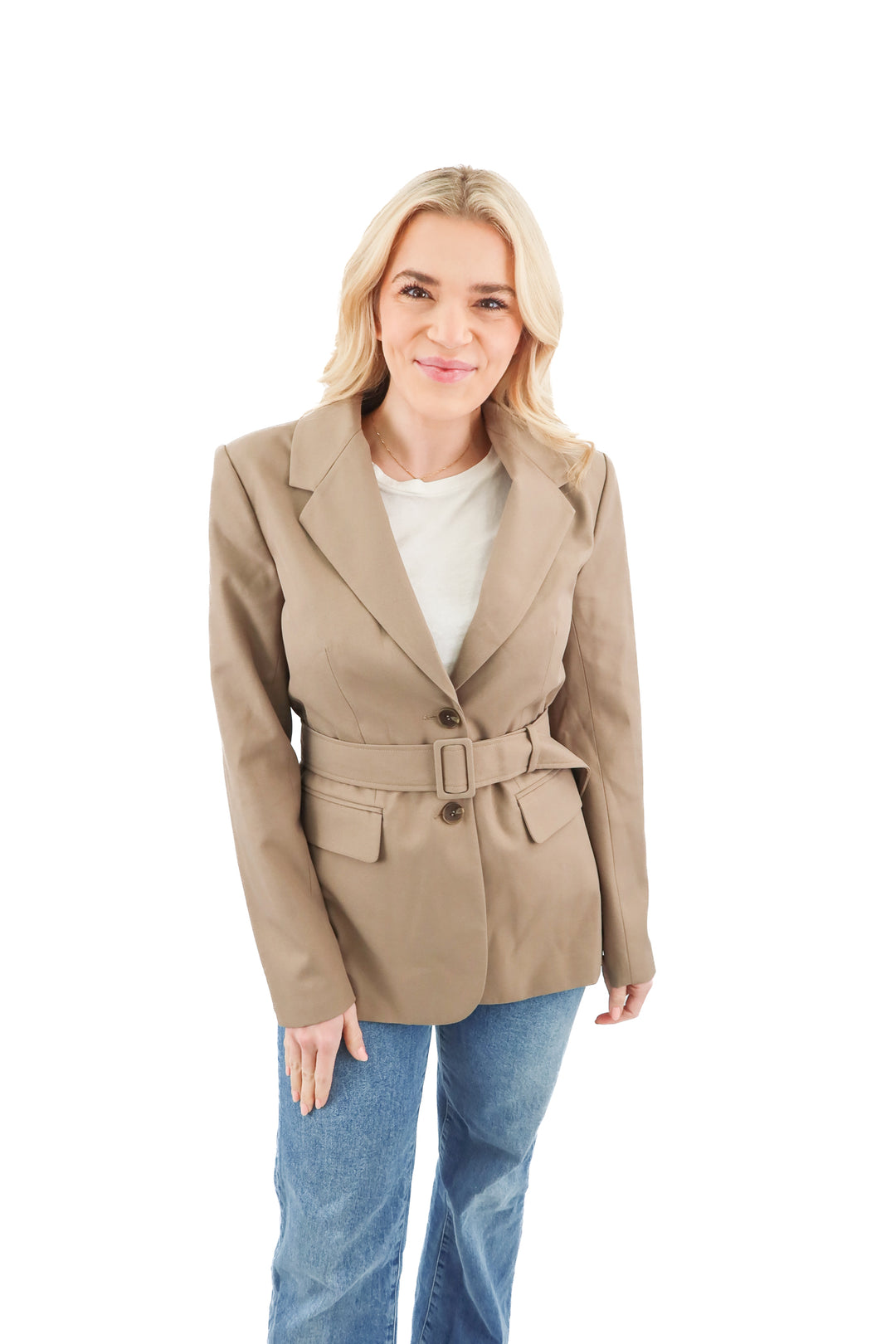 WAYF taupe blazer NWT (XS; retail $125)