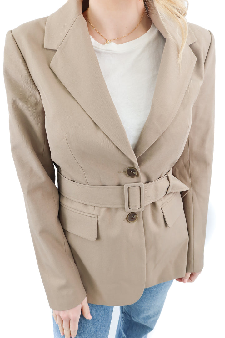 WAYF taupe blazer NWT (XS; retail $125)