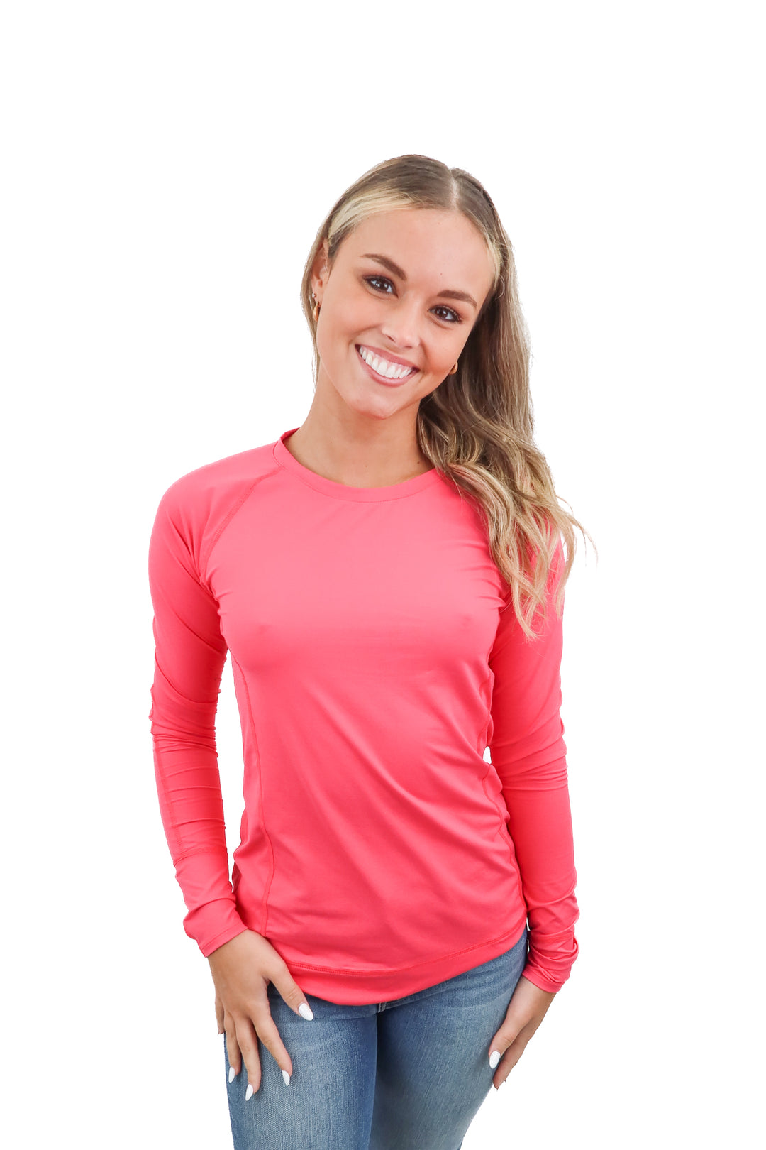 bloq uv pink long sleeve top (s; retail $70)