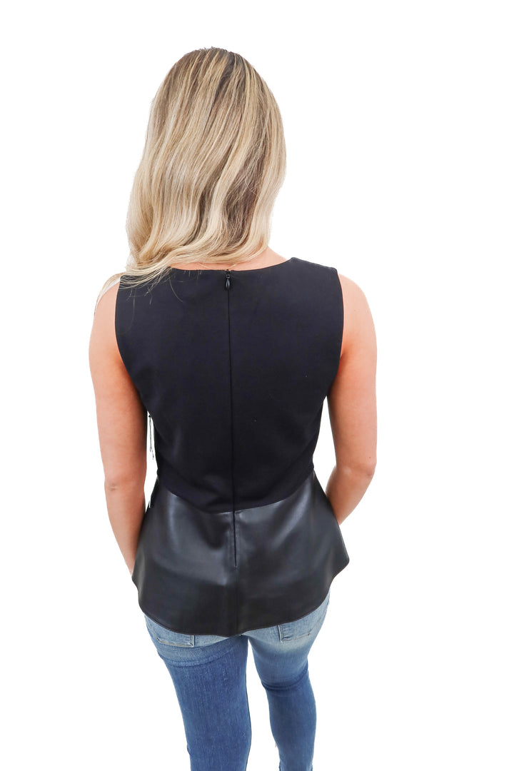 bailey 44 black vegan leather top NWT (m; retail $196)