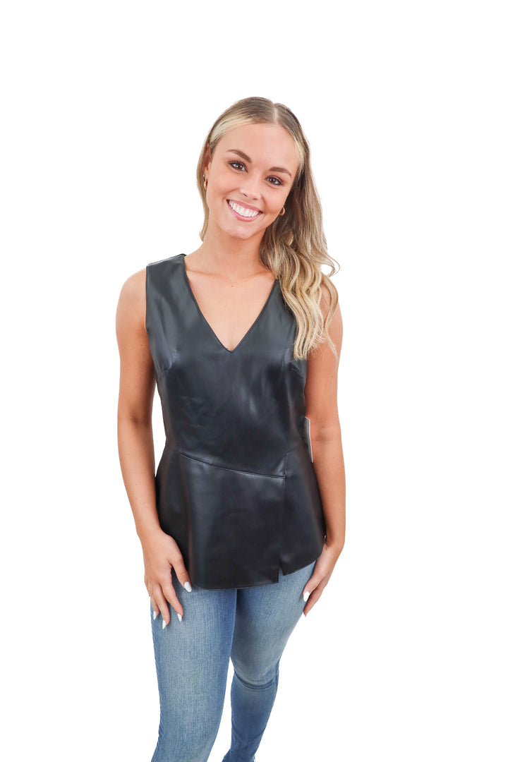bailey 44 black vegan leather top NWT (m; retail $196)