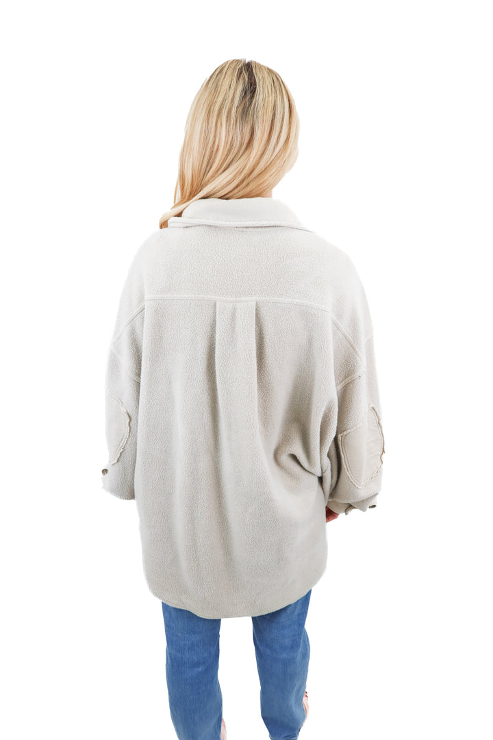Free People greige fleece shacket (L)