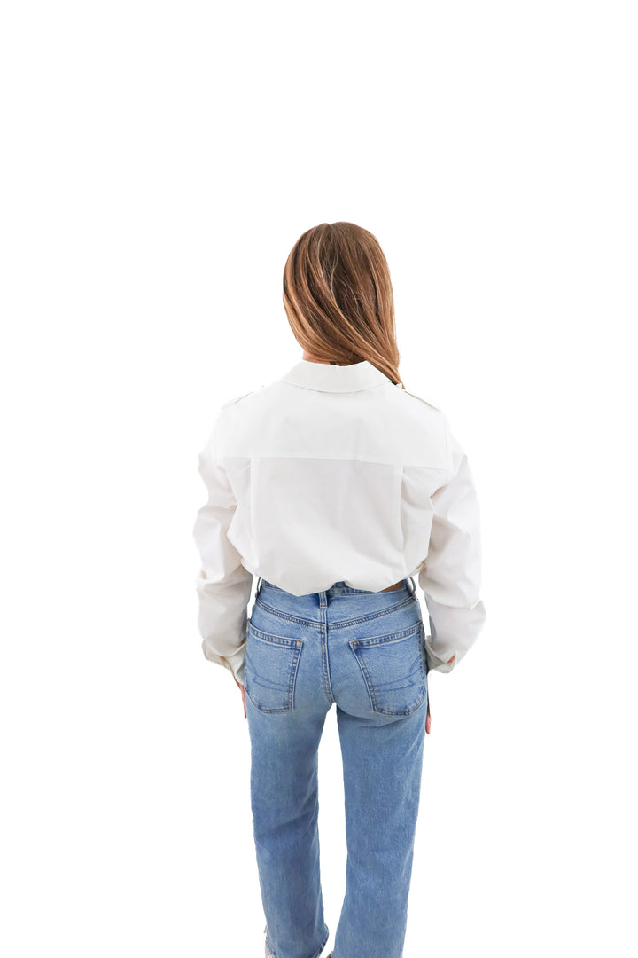 adeam white ruffle top (m)