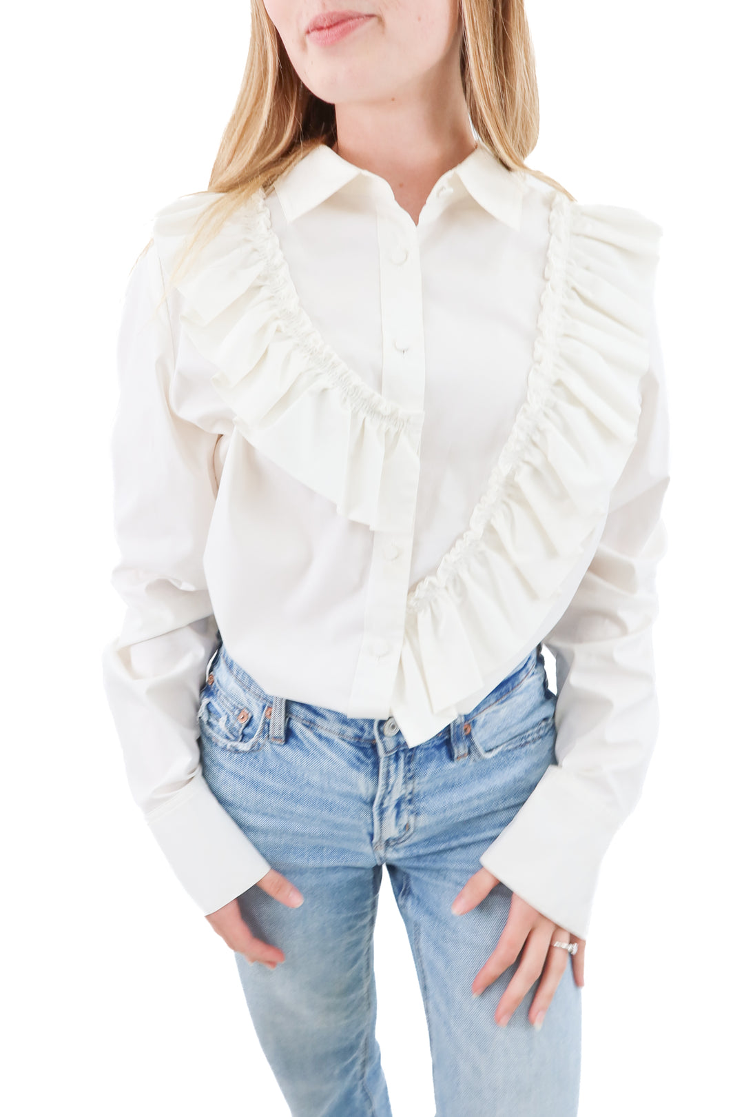 adeam white ruffle top (m)