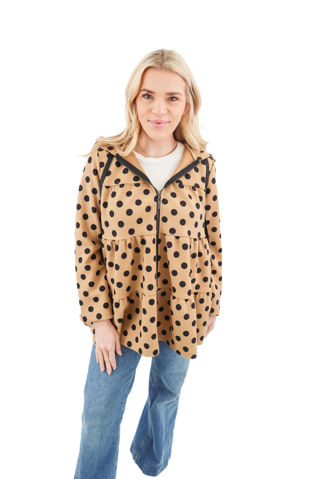Eva Franco tan polka-dot jacket (XS; retail $160)