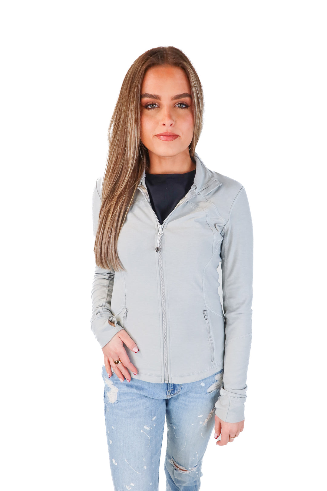 lululemon light grey zip up (6; retail $118)