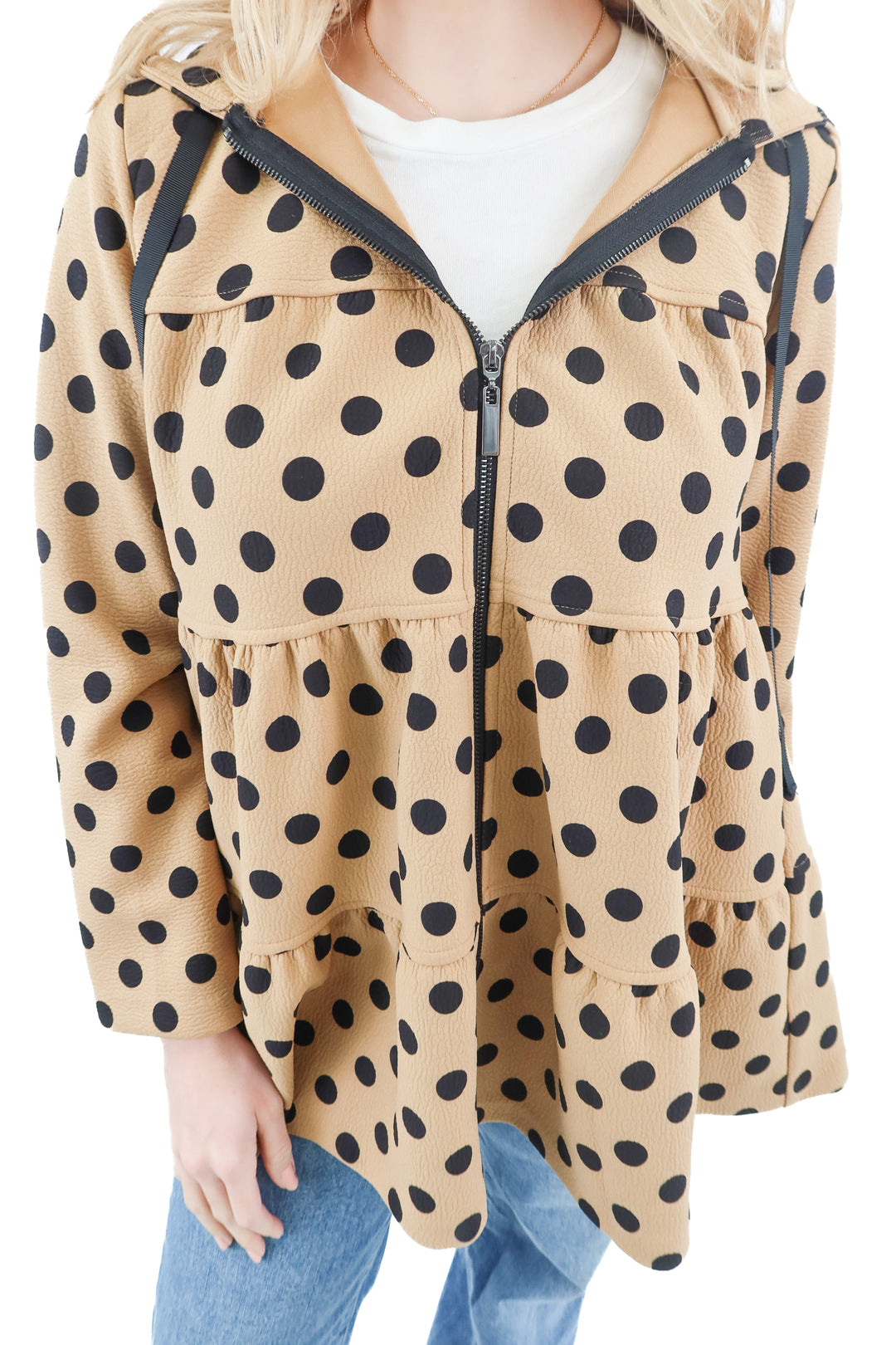 Eva Franco tan polka-dot jacket (XS; retail $160)
