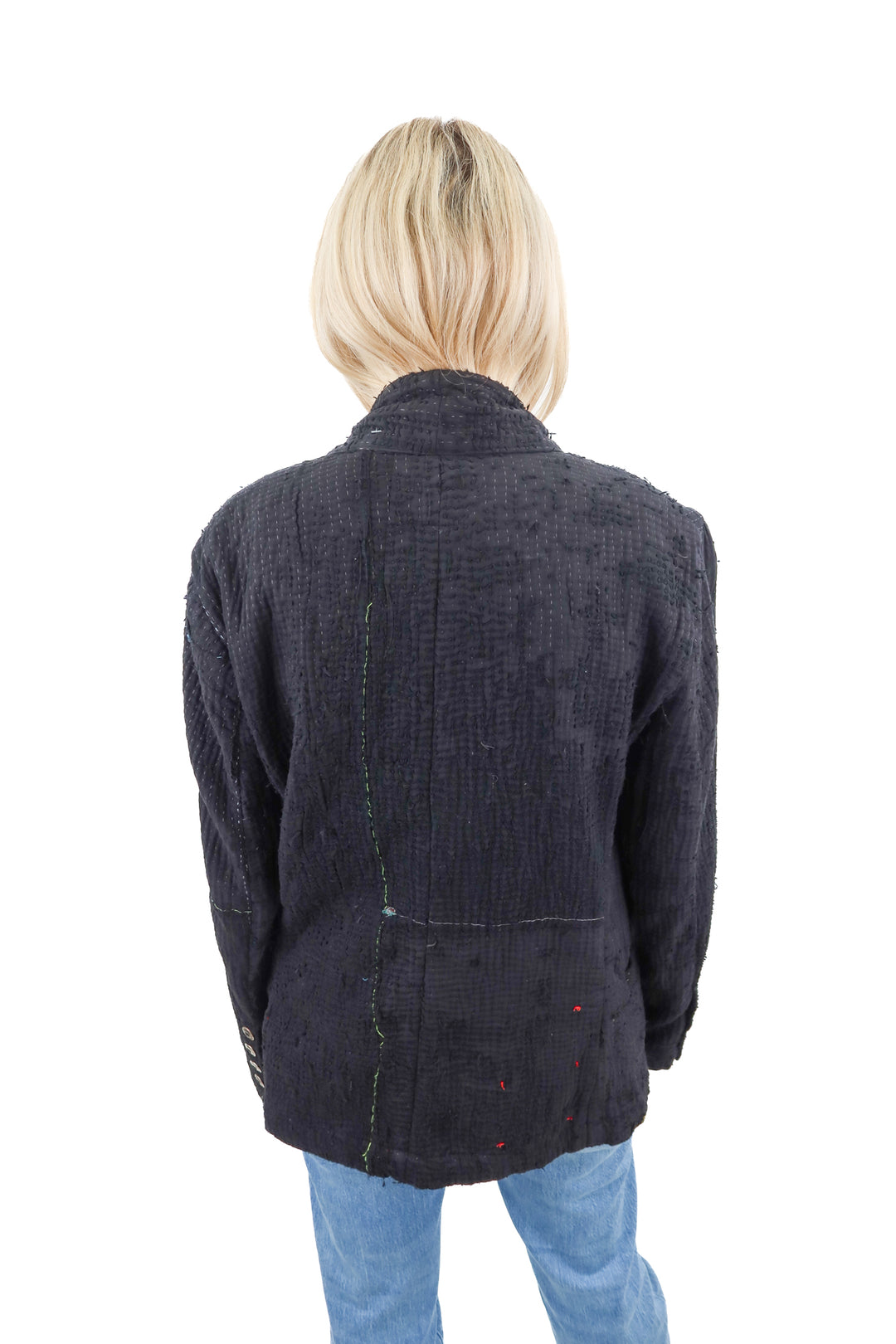 greg lauren black stitched cardigan (1; retail $2,418)