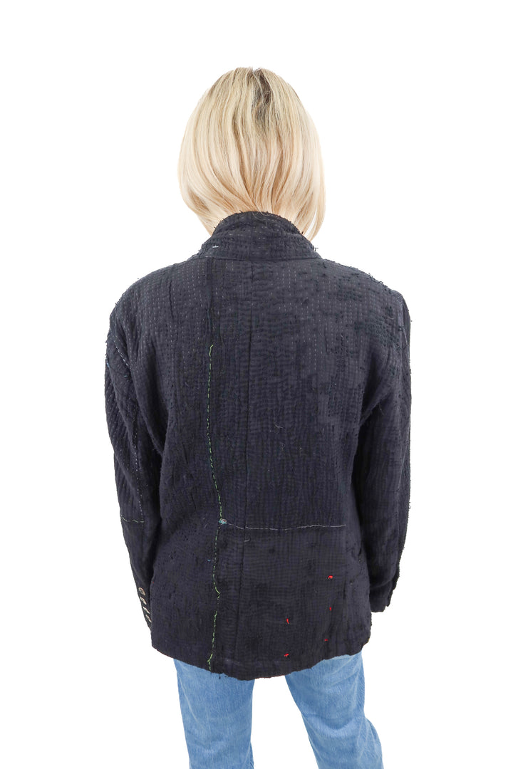 greg lauren black stitched cardigan (1; retail $2,418)