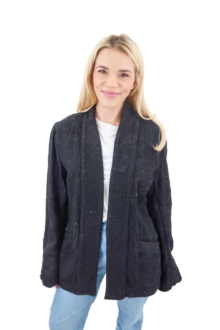 greg lauren black stitched cardigan (1; retail $2,418)