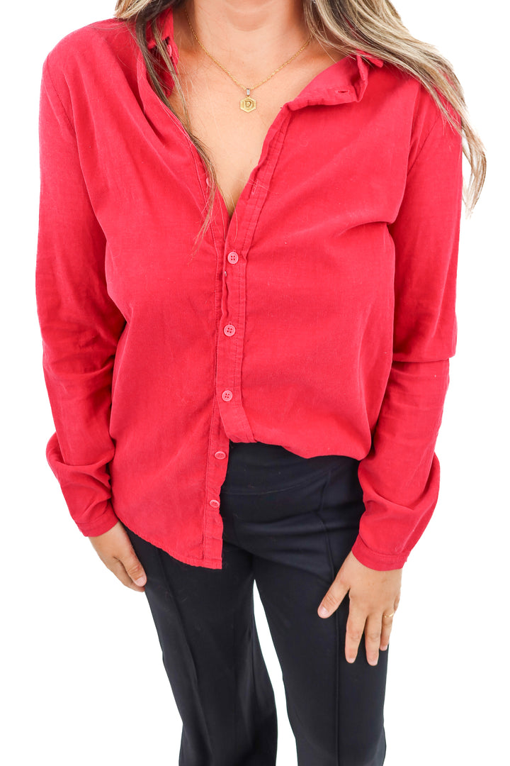 cp shades burgundy button up top (s)