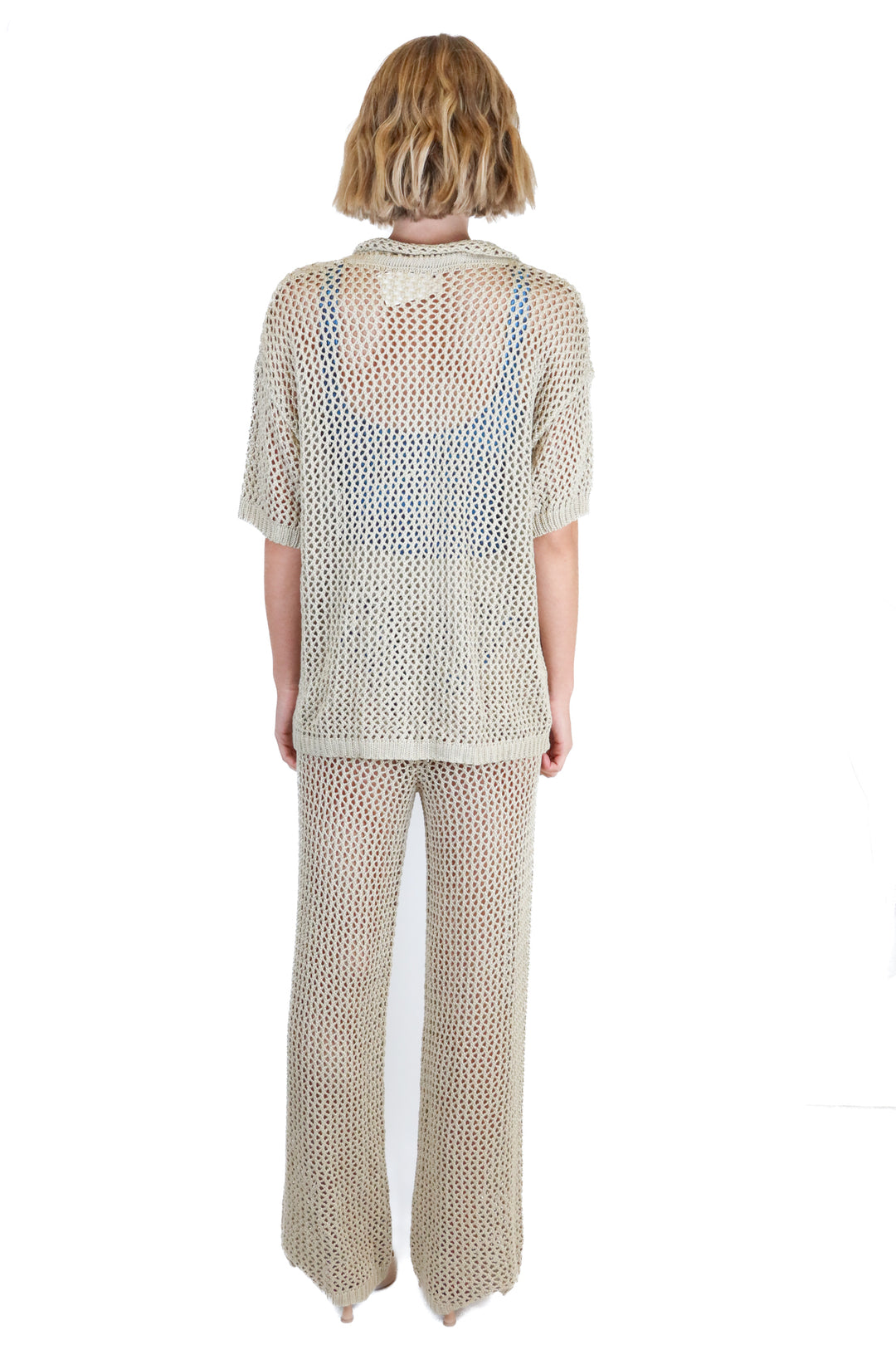 Taupe Open Knit Top & Pants (S)