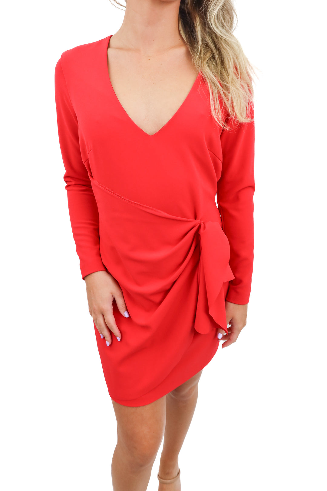 parker red deep v dress (6)