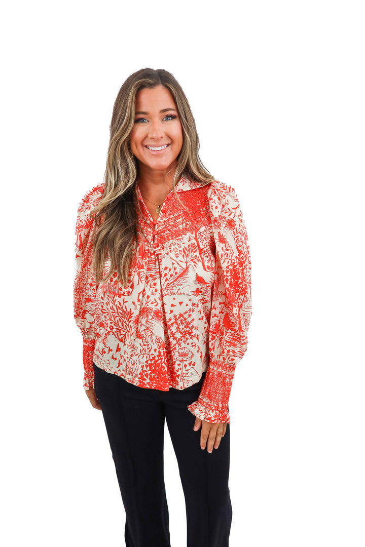 hope for flowers red printed blouse (s; retail $275)