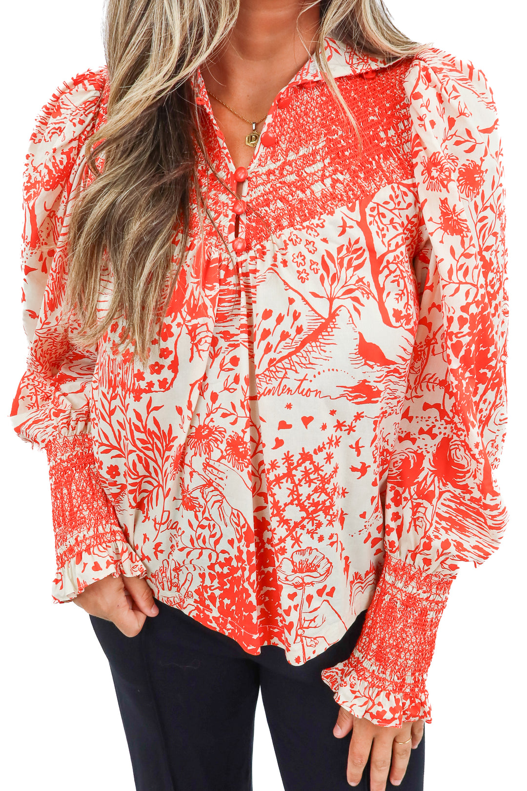 hope for flowers red printed blouse (s; retail $275)