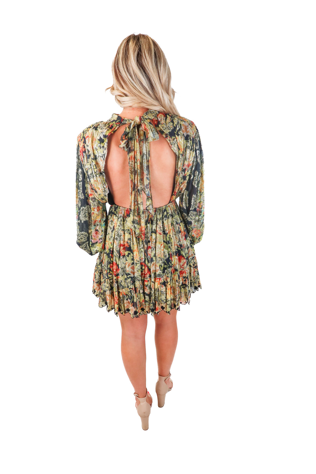hemant & nandita open back metallic dress NWT (s; retail $398)
