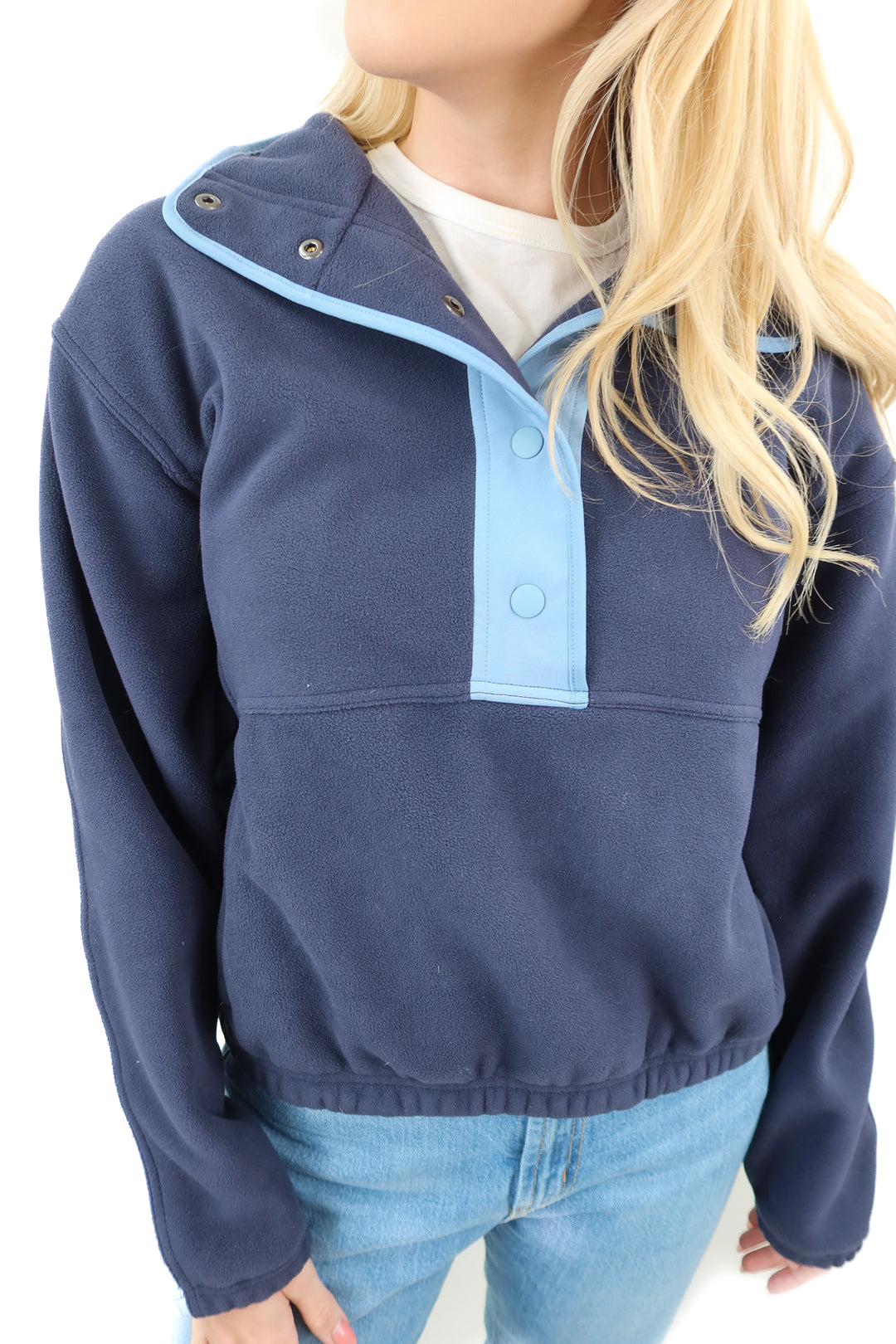 athleta blue sherpa pullover (s; retail $139)