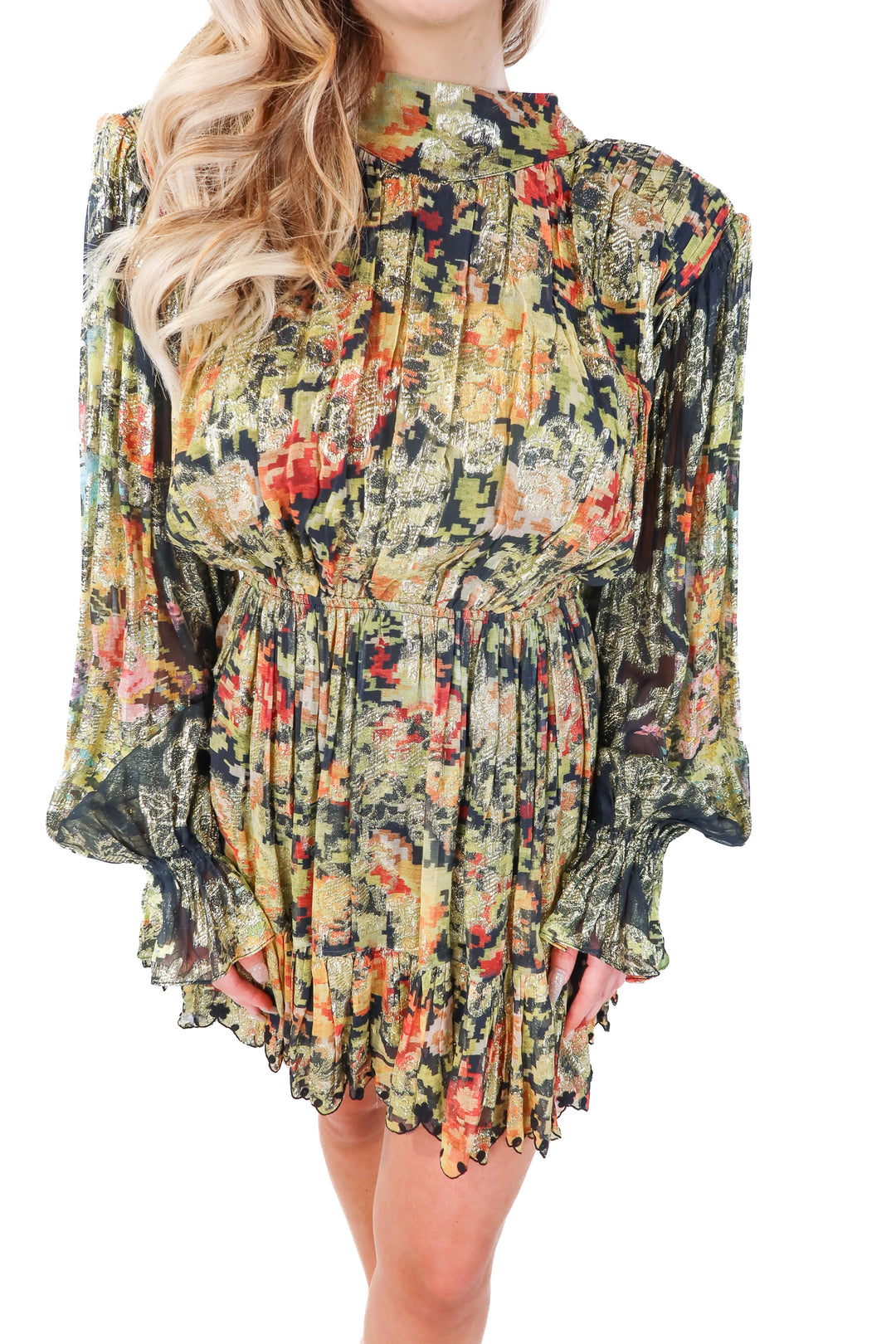 hemant & nandita open back metallic dress NWT (s; retail $398)