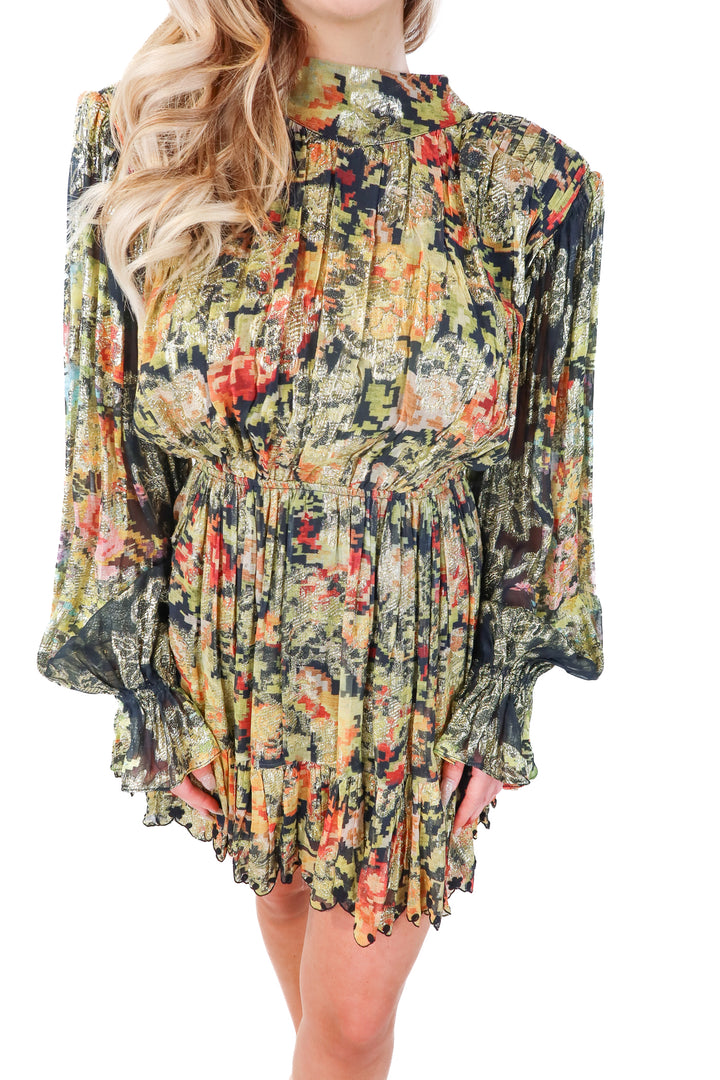 hemant & nandita open back metallic dress NWT (s; retail $398)