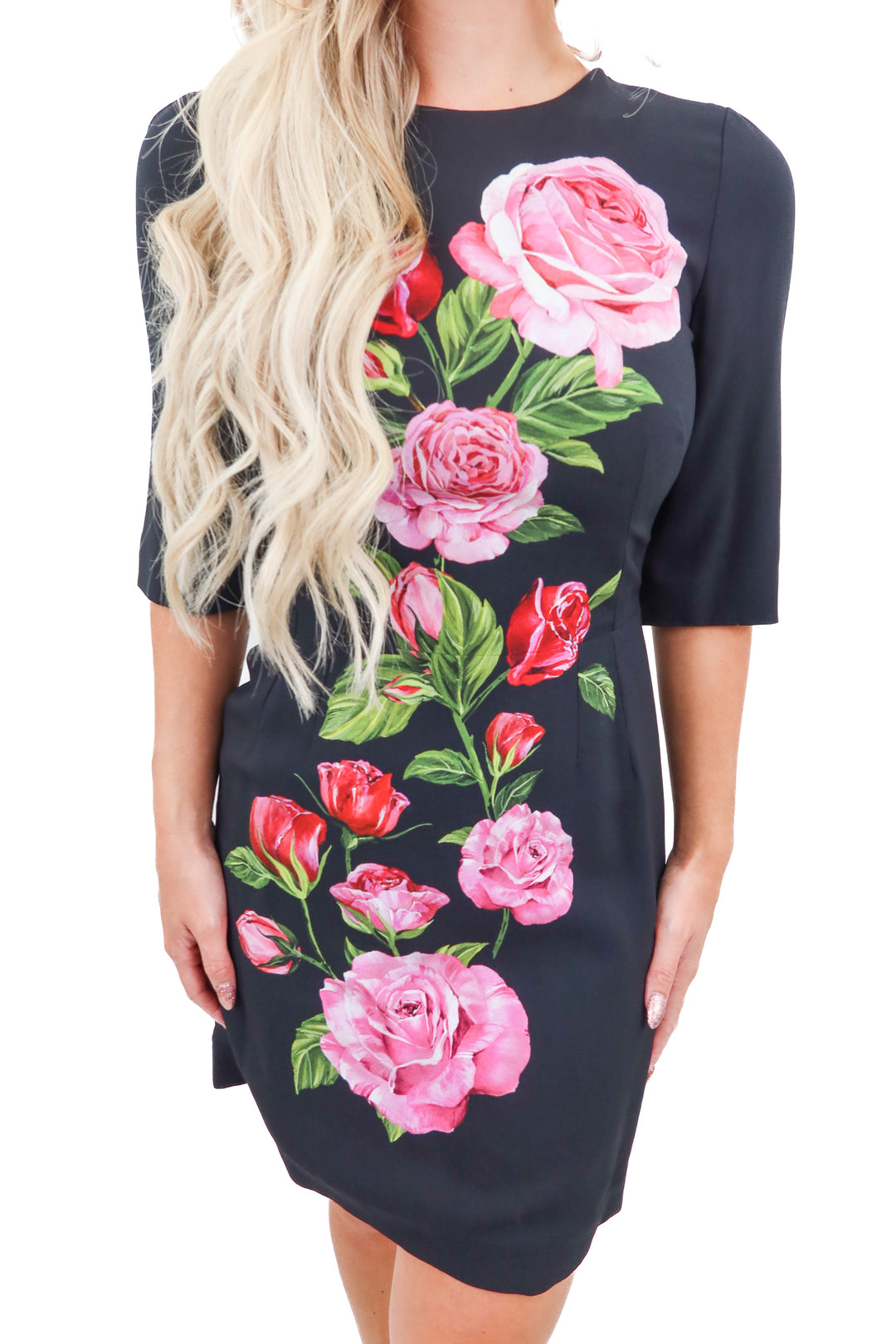 dolce & gabbana rose dress (40/ fits 4-6)