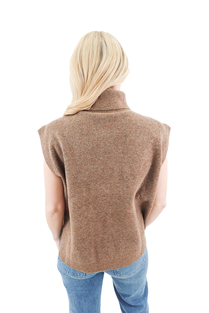 WAYF brown turtleneck sleeveless sweater NWT (S; retail $85)